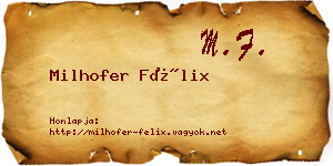 Milhofer Félix névjegykártya